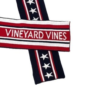 Vineyard Vines Intarsia Scarf Red White & Blue Scarf Stars Stripes Knit New NWT